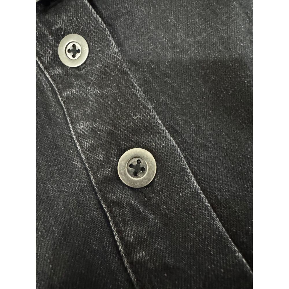 Pilcro Anthropologie Black Denim Button Front Mini Skirt Belted Size 4 - Picture 6 of 11